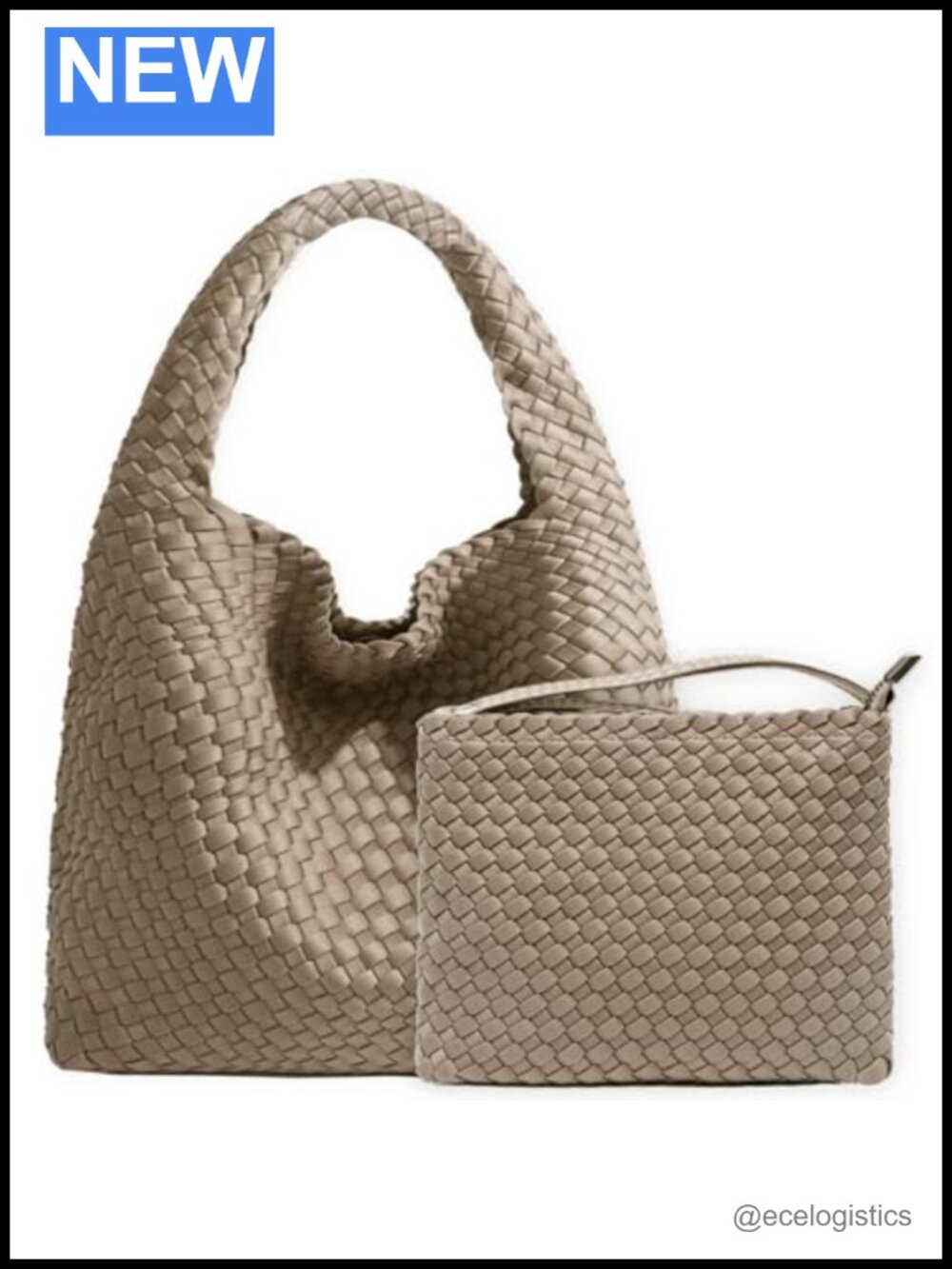 Woven Neoprene Hobo Tote with Wristlet, Women's Travel Handbag
